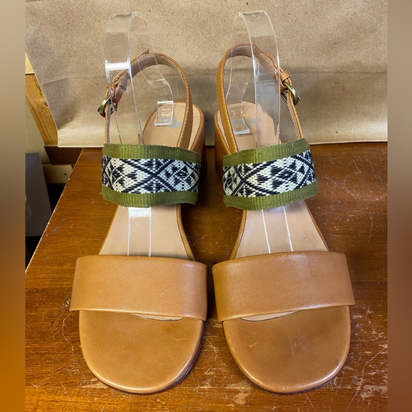 WOMENS FORTRESS OF INCA JACQUELYN Leather Heel Sandals Size 11 M Tan Green - Picture 2 of 8